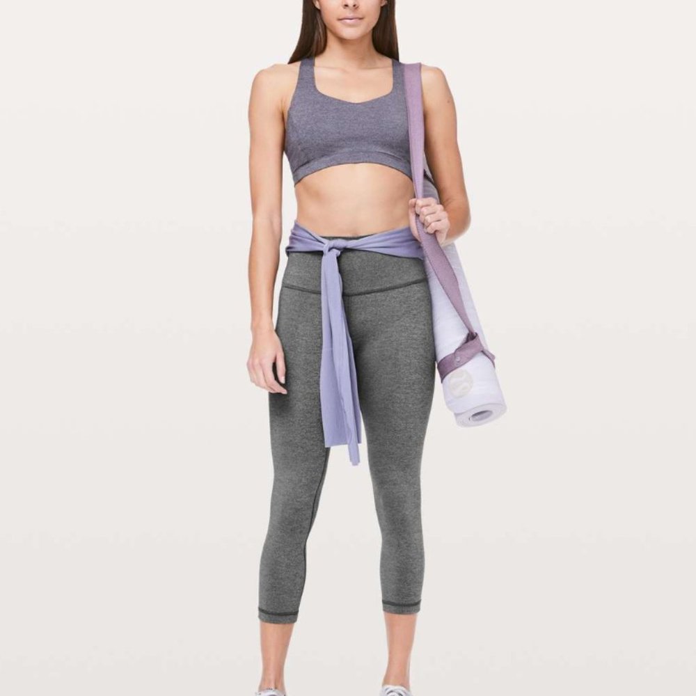 LULULEMON Wunder Under Crop (High Rise) Luxtreme 21”Sz 6 Heathered Black Legging